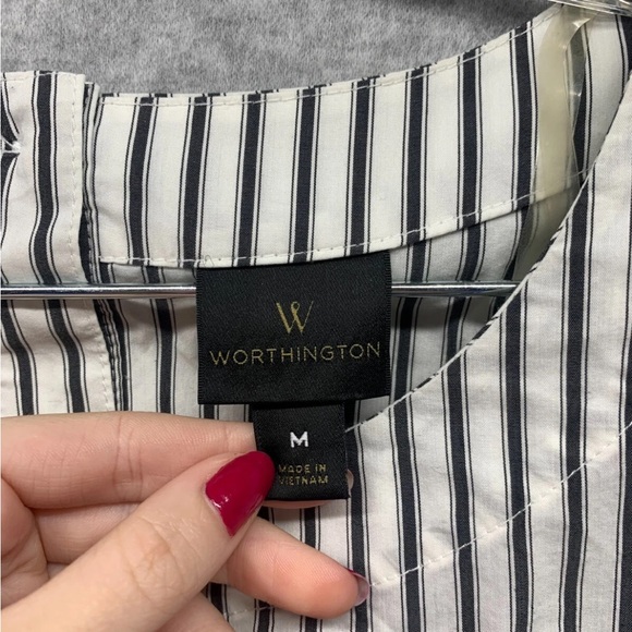 Worthington Black and White Striped Blouse - Picture 2 of 8
